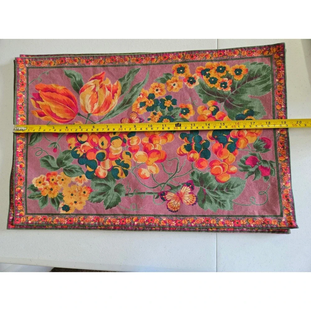 Set of 4 Floral Fruit Butterfly Placemats Botanical French Provincial  Country